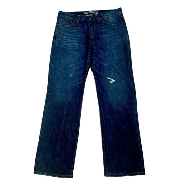 EXPRESS Jeans Straight leg 5 pocket Zipper & button fly Blue 33 x 32 Like new - Picture 3 of 12